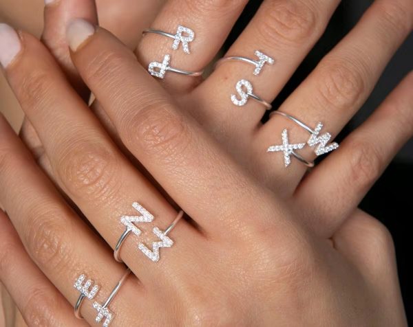 Gold Personalized Initial Letter Ring - Custom A-Z Design