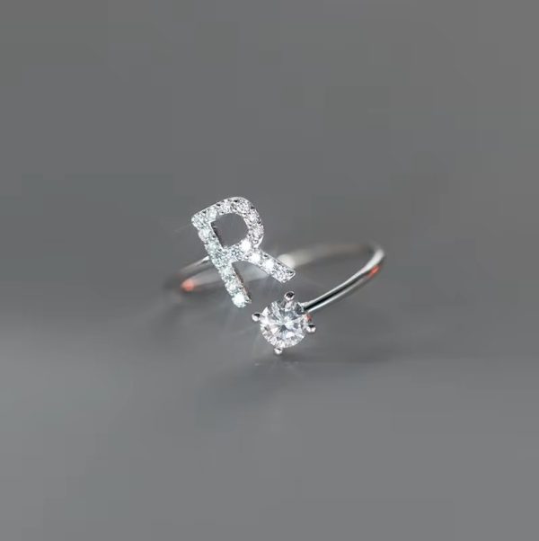Silver Personalized Initial Letter Ring - Custom A-Z Design