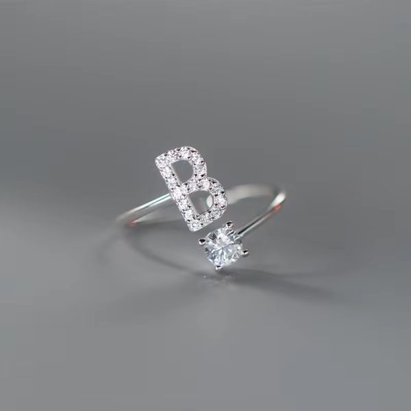 Silver Personalized Initial Letter Ring - Custom A-Z Design