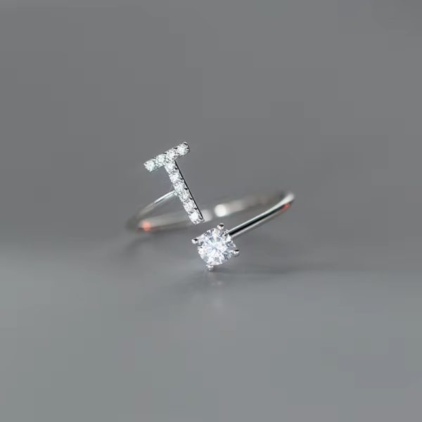Silver Personalized Initial Letter Ring - Custom A-Z Design