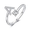 Silver Personalized Initial Letter Ring - Custom A-Z Design