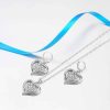silver heart jewelry set